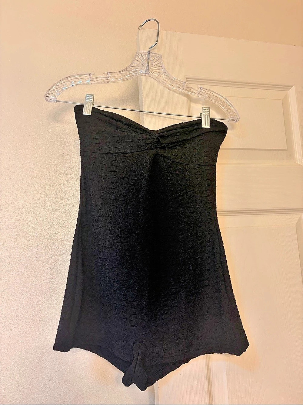 Black Strapless One-Piece Swimsuit